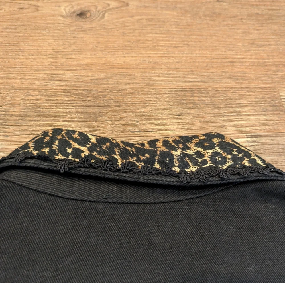 Vintage Peaces USA Leopard Print Denim Vest 90s Western Crochet Y2K Sz M - Picture 4 of 14